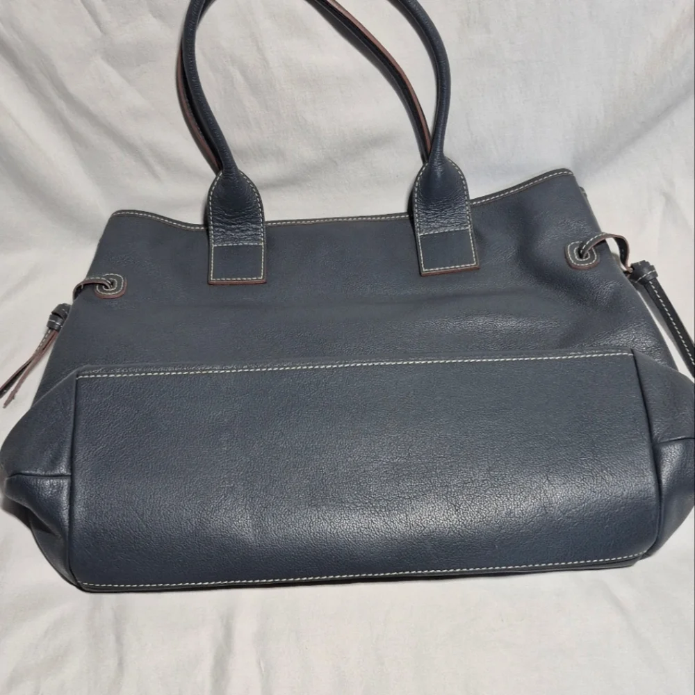 Dooney & Bourke large gray leather Crescent tote shoulder bag purse laptop bag - Picture 3 of 14